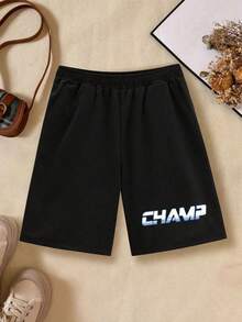 Set Kaos Lengan Pendek Leher Bulat dan Celana Pendek untuk Anak Laki-Laki Usia Remaja (Tween Boy) - Grey - View 7