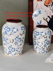 Cabin Kangaroo 新款中式青花陶瓷花瓶，复古裂纹釉花瓶，客厅玄关装饰，禅意干花花瓶，精品茶室软装，桌面花架，手工裂纹釉青花陶瓷花瓶，复古做旧中式花瓶，客厅电视柜装饰，干花鲜花花瓶 - 多色 - 查看 5