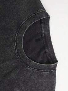 Men Black Washed Streetwear Fashion Urban 100 Percent Cotton T Shirt With Titos Handmade Vodka Austin Texas Print Gym Workout | Vintage Heavyweight T Shirt | Perfect Gift | Loose Casual Breathable | Machine Washable Fabric | Hip Hop Cool Style | Drippy Clothes | Y2K - Black - View 4