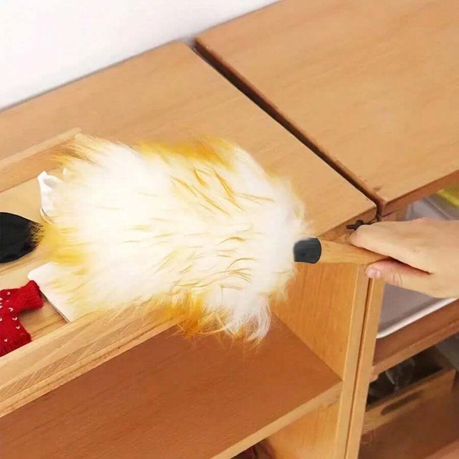 Wool Duster Cleaning Set | Soft Efficient Reusable Washable Car & Home Dual Use | Car Interior, Home Furniture, Office Desk, Spring Clean Must-Have | Household Cleaning Tool - Golden Yellow - View 1