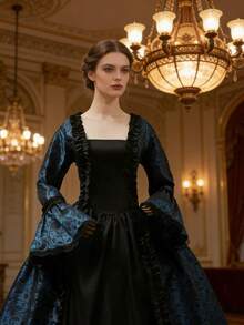 Áo choàng cung đình thời Trung cổ, Victoria và Phục hưng của châu Âu và Mỹ, năm màu. - Màu xanh lam - Xem 5