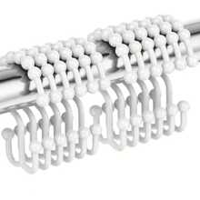 12 piezas Ganchos de plástico blanco para cortina de ducha con anillos de doble capa - Ganchos de baño duraderos para cortina y forro, fácil instalación, diseño de agarre , diseño de gancho elegante, acabado suave, para propiedades de alquiler - Multicolor - Ver 1