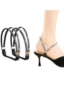 一双亮面高跟凉鞋，配有弹性鞋带和防滑后跟带。可调节可拆卸的粘性鞋底提供防滑稳定的穿着体验。鞋架、收纳架、户外、花园、旅行必备、便携、沙滩必备、毕业季、毕业典礼、毕业礼物、毕业典礼礼物、毕业礼物、毕业礼物、祝贺毕业、毕业典礼代表、毕业派对 - 查看 7