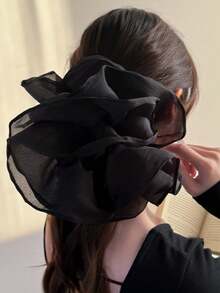 1pc Oversized Lace Hair Scrunchie New Elegant Hair Tie Hair Flower Women's High-End Ponytail Hair Tie Elastics Rubber Bands - Multicolor - View 5