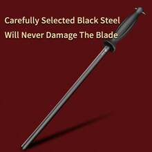 Thanh mài dao chuyên nghiệp, thép đen, hạt mịn, dùng cho nhà bếp và lò mổ. - màu đen - Xem 3