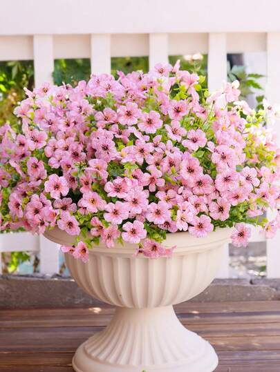 10 Bunches Pink Artificial Bougainvillea Flowers, Artificial Violet Fake Flowers Plants, Suitable For Outdoor Spring Summer Decor, Realistic Silk Daisy UV Resistant, Applicable For Outdoor Planters Porch Balcony Garden Home Decor, Party Decor, Wedding Decor, Mother's Day Decor