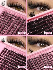 Waloshow D-Curl Fluffy Eyelash Cluster, Single Flared Lashes, 12 Rows Of 10-16mm Mixed Length Eyelash Extensions, Soft Natural Fluffy False Eyelashes, DIY Eyelash Extension At Home, Eyelash Cluster, Single Lashes, Eyelashes, False Eyelashes - D - View 1