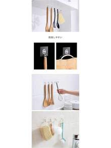 粘着 フックセット クリア 壁掛けフック 強力粘着フック 貼り付け跡なし 透明なフック 防水 ( 20枚) - 20個 - チェックする 2