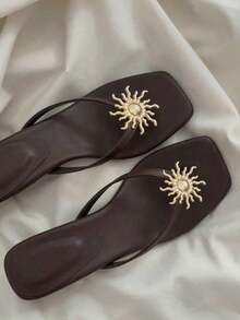 planare Women's Minimalist Casual Summer Kitten Heel Sandals, Suitable For Commuting, Dating, Vacation, Party Outfits - Brown - View 1