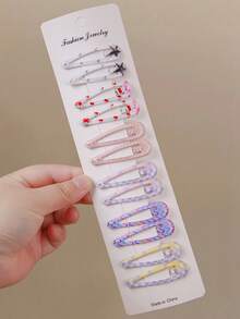 20pcs Random Color BB Clips, Oil Drop Printed Side Bangs Clips, Minimalist Hairpins For Girls, Suitable For Daily Use And Back To School - Multicolor - View 6