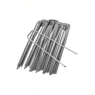 Cọc làm vườn mạ kẽm chịu lực cao 4 inch, độ dày 12 gauge - Gói 20/50/100 chiếc - Ghim kim loại dùng cho hàng rào, ống tưới, bãi cỏ và vải che phủ cảnh quan - Kẹp cọc làm vườn chống gỉ