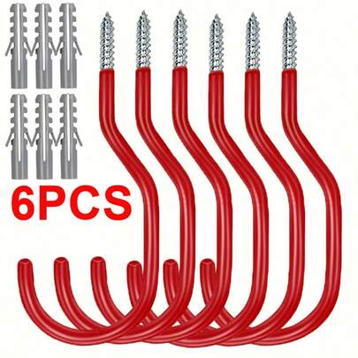 6pcs Heavy Duty Garage Storage Hooks Bike Hooks Tool Storage Set Screw Wall Ceiling Mount