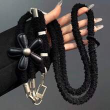 1pc Adjustable Plush Flower Phone Lanyard, 2-In-1 Wrist Strap & Crossbody Phone Chain, Luxury Bee Camera Shoulder Strap, Autumn/Winter - Multicolor - View 7