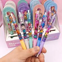 Bộ 24 bút chì bấm 0.5mm chủ đề nhóm nhạc nữ K-POP, hộp trưng bày, bút chì rút kèm hộp bảo vệ và ruột chì thay thế, viết trơn tru, dụng cụ học tập cho học sinh và thanh thiếu niên. - Nhiều màu - Xem 5