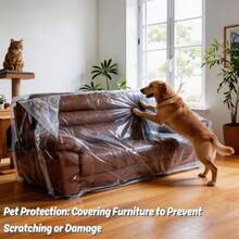 Furniture Cover Dust-Proof Moving Bag for Sofa and Boxes Clear Odorless Plastic 4mil Thick 92W x 42D x 62/41H Inches Tape Not Included - claro - Ver 3