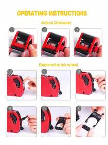 1 套 MX-5500 8 位价格标签枪，含 5000 张标签贴纸和 1 支墨水补充装，标签枪套装，适用于办公室、零售店、杂货店、组织机构的标签制作（红色），贴纸，剪贴簿用品，趣味贴纸，笔记本电脑贴纸，Kindle 手机贴纸 - A - 查看 8