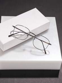 1 PC Men's Square Thin Glasses Frame Lightweight And Durable Metal Frame Transparent And Clear Lenses Suitable For Daily Casual Wear With Glasses Box - Multicolor - View 7