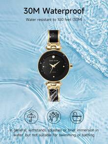 Anne Klein 女士时尚简约不锈钢石英防水手表 - 黑色和金色 - 查看 7