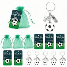 12PCS Soccer Keychain Set 3 In 1 Multi Charm Alloy Metal Sport Style Football Pattern Green Organza Bag Round Ball Jersey Shoe With Thank You Card Keyring Party Favor Birthday Team Event Match Day Gift - Metal Soccer Card Keychain - View 1