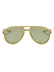 1 Cặp kính thời trang nam gọng nhựa PC màu vàng kim kiểu phi công, cầu kính đôi cổ điển, cá tính, phù hợp cho phong cách đường phố và trình diễn thời trang. - Vàng - Xem 3