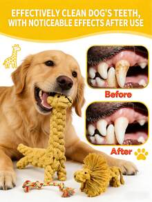1pc Pet Rope Knot Toy, Cute Lion, Giraffe, Small Knot Shapes, Suitable For Medium/Small Dogs Teething, Dental Care, Interactive Play, Tug Of War, Rope Texture Helps Clean Teeth, Pet Supplies, Dog Rope Toy - Multicolor - View 1