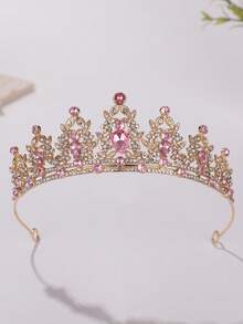 1 pieza Corona nupcial elegante de aleación, adecuada para mujeres en bodas y fiestas, diadema de princesa y reina, para verano y playa - Rosa - Ver 10