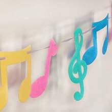 1 pieza Banderín con notas musicales de colores para decoración de fiesta musical - Ver 4