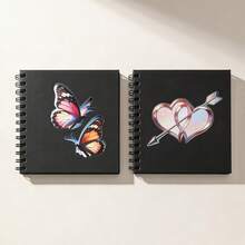 Album ảnh nhỏ 6.69" x 6.69", Sổ lưu niệm hình trái tim bướm rỗng (20 tờ/40 trang), Sổ lưu niệm bằng giấy Kraft có cửa sổ phía trước, Sổ kỷ niệm tự làm trống, Album ảnh mini kỷ niệm ngày cưới, gia đình, cặp đôi, phòng ngủ để tự khoe ảnh. - Màu đen - 6,69 x 6,69 inch - Xem 1