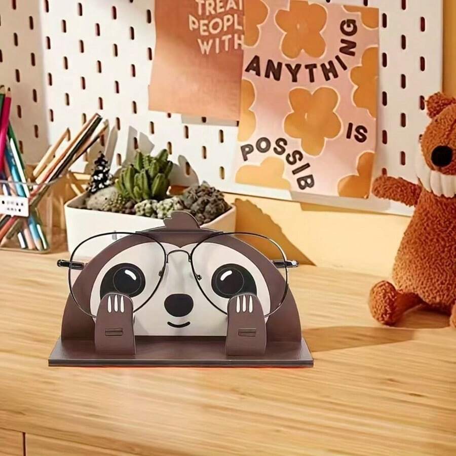 1个创意动物造型时尚眼镜收纳架，可拆卸木质桌面眼镜展示架，动物造型眼镜整理架，梳妆眼镜架