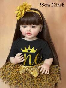 Lifelike 55cm Soft Vinyl Full Body Reborn Girl Baby Can Stand Doll, 22inch Princess Toddler Newborn Art Birthday Christmas Gifts For Child - Black - View 3