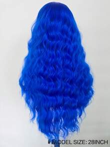 皇家蓝假发 13x4 长款水波纹蕾丝前假发 女士自然发际线 耐热合成纤维 日常佩戴 Cosplay - 彩色 - 查看 8