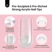 Beetles Tipex Lite Pre-Built Apex Nail Tips Kit, Stiletto Medium, With Tipex Nail Glue,  All-In-One Gel Nail Kit - Square Medium 224pcs (Tipex Nail Kit) - View 7