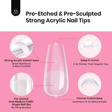 Beetles Tipex Lite Pre-Built Apex Nail Tips Kit, Stiletto Medium, With Tipex Nail Glue,  All-In-One Gel Nail Kit - Coffin Medium 224pcs (Tipex Nail Kit) - View 5
