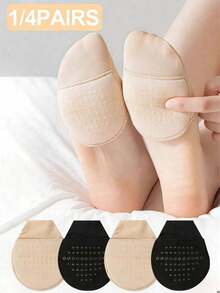 1/4 双装女士防滑前脚掌隐形薄款半趾袜，低帮休闲袜，夏季 - 彩色 - 查看 5