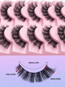 1 Set Of 7 Pairs Luxury Fluffy False Eyelashes - Thick, Wispy, 3D Dimensional, Reusable, Soft, Lightweight, Faux Mink Striped Lashes For Dramatic Eye Makeup, False Eyelashes - A - View 3
