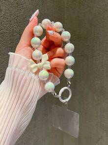 1 chiếc nơ laser trắng & mặt dây chuyền hình trái tim điện thoại/cổ tay/tai nghe phụ kiện treo quà tặng cho mẹ, gia đình, bạn bè, sinh nhật, ngày lễ mặt dây điện thoại, dây đeo điện thoại - trắng - Xem 3