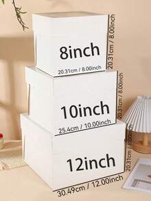 1 Hộp bánh kèm đế bánh (1 hộp và 1 đế), 12"X10"X8" / 12"X10"X8", hộp bánh màu trắng có cửa sổ, thích hợp cho bánh ngọt, bánh quy, bánh pastry, bánh pie, đám cưới, sinh nhật, Halloween. - Nhiều màu - Xem 11