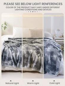 South Life 1pc Throw Blanket, Bedding, Cozy And Warm Blanket, Lightweight Soft And Comfortable, Solid Color Series, Minimalist And Stylish Design, Suitable For Sofa, Bedroom, Living Room, All-Around Comfort, Travel Use, Nap Blanket, Reference Size Image, Multiple Sizes Available, Machine Washable, Back To School Season, Room Decor, Fathers Day Gift, Birthday Decorations, Grad Party Decor, Fathers Day Decor, Graduation Gift, Birthday Gift - 大抽條紮染毛毯灰色 - 查看 8