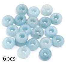 6 件/包天然大孔扁圆形算盘珠，14 毫米，多种款式可选，时尚休闲复古手工 DIY 珠子，适用于手链项链珠宝吊坠制作 - 彩色 - 查看 21