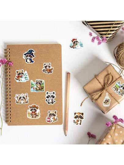 56张卡通动物表情贴纸，可爱装饰贴纸，非常适合用于剪贴簿、日记、涂鸦、卡通动物趣味装饰画