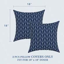 LVTXIII - Paquete de 2 fundas de almohada para exteriores solo 18 x 18 pulgadas fundas de cojín cuadradas repelentes al agua para muebles de patio jardín sofá color azul marino - Azul marino de espiga - Ver 3