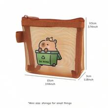 Mini Capybara Mesh Pencil Storage Bag, Portable Pouch For Pens Erasers, Cartoon Design Simple Transparent Pocket, Coin Purse Storage Pouch - Mesh Bag - View 16