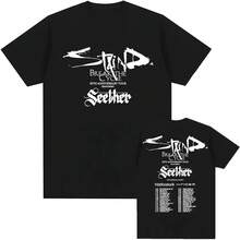 Staind Break The Cycle 25th Anniversary Tour 2026 T-Shirt Seether Band Heavy Mental Fashion Tshirts Unisex Streetwear Print Tee - 黑色 - 查看 1