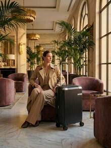 Carry-On Suitcase For Domestic And International Travel, 4 Double Wheels, 360° Rotating Lock, Built-In Padlock - Negro - Ver 2