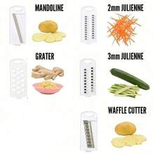 A Set Of Five-In-One Multifunctional Blue/Pink Vegetable And Fruit Slicer, Manual Food Grater, Vegetable Grater, Potato Grater, Home-Use Potato Shredder, Kitchen Utensils, Kitchen Gadgets - Multicolor - View 5