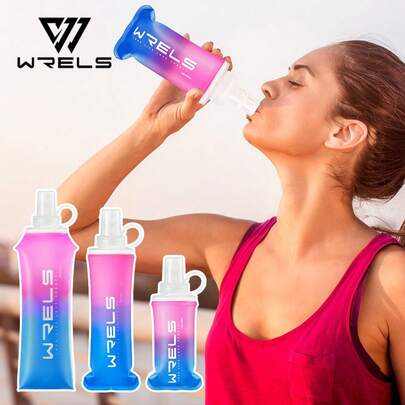  Bộ 1/2 bình nước silicon WRELS dung tích 150ml/250ml/500ml, có thể gập lại, chống rò rỉ, nhẹ và dễ mang theo. Lý tưởng cho các hoạt động thể thao ngoài trời như chạy bộ, tập thể dục, đạp xe và cắm trại. Phụ kiện thể thao, bình nước chạy bộ, van ngậm silicon, cần thiết cho du lịch, leo núi và chạy việt dã.