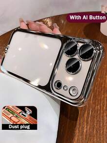 Luxury Dust-Proof Plug Ice Feel Clear Electroplated Protection Case Compatible With IPhone 17 Pro Max 17 16 15 14 13 12 Pro Max Camera Protection Back Cover - Silver - View 6