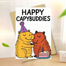 1 Thiệp chúc mừng sinh nhật hình chuột lang nước dễ thương, thiết kế tiệc tùng vui nhộn, lời chúc hài hước dành cho bạn bè, gia đình, cặp đôi, người yêu động vật, ý tưởng quà tặng, thiệp mời dự tiệc, bên trong để trống. - Mảnh duy nhất - Xem 13