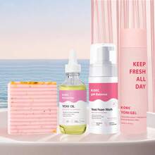KOEC 4 Piece Female Intimate Care Casual Hygiene Products, Renew Her Rejuvenating Yoni Body Oil + PH Blancing Feminine Yoni Soap Bar + UItra Fresh Yoni Foam Wash + Yoni Fresh Shower Gel - 黃瓜 - 查看 1