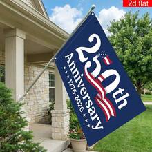 1pc Of The American 250Th Anniversary Flag (1776 - 2026), Made Of Polyester, 3*5Ft, With A Blue Background And White Text, Featuring A Star Pattern For Patriotic Celebrations - 3*5ft - Xem 3